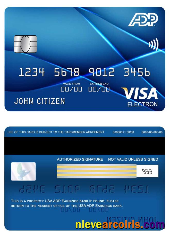 USA ADP Earnings bank visa electron card